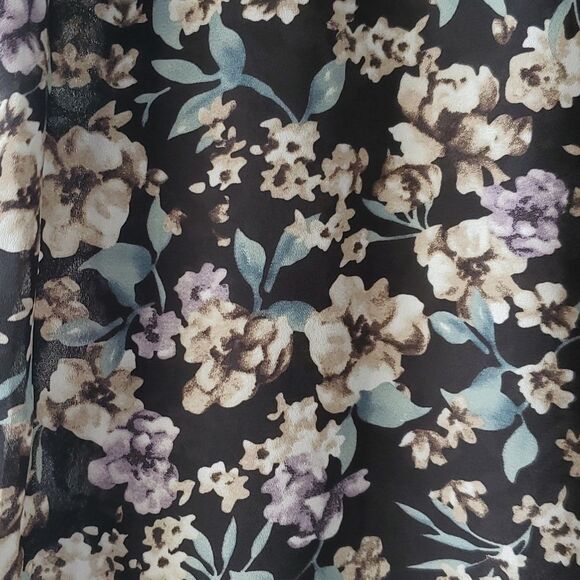 BLOUSOLOGY SLEEVELESS RUFFLE POPOVER TOP BLOUSE LARGE FLORAL FLOWY FALL BLACK - Picture 10 of 12